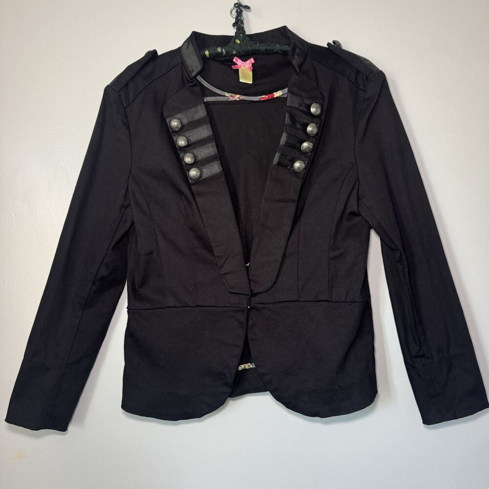 Vintage Down East Cotton Military Jacket Black with Silver Hardware Slim Fit SzS